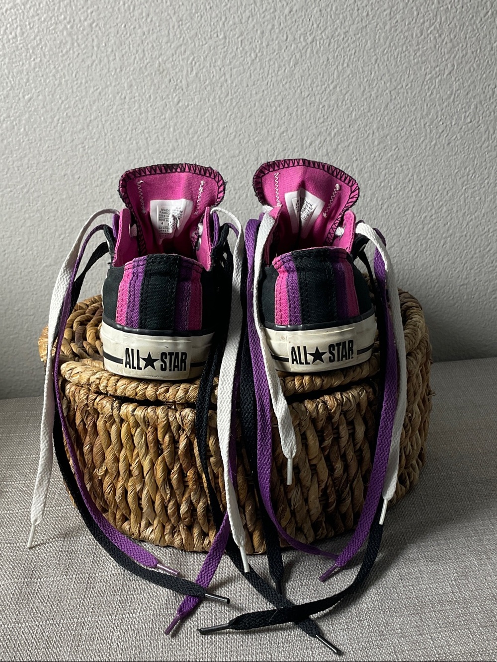 Converse All Star 129411F Pink Purple Black Patchwork Low Top Women’s 6/Kids 4 - Picture 6 of 9